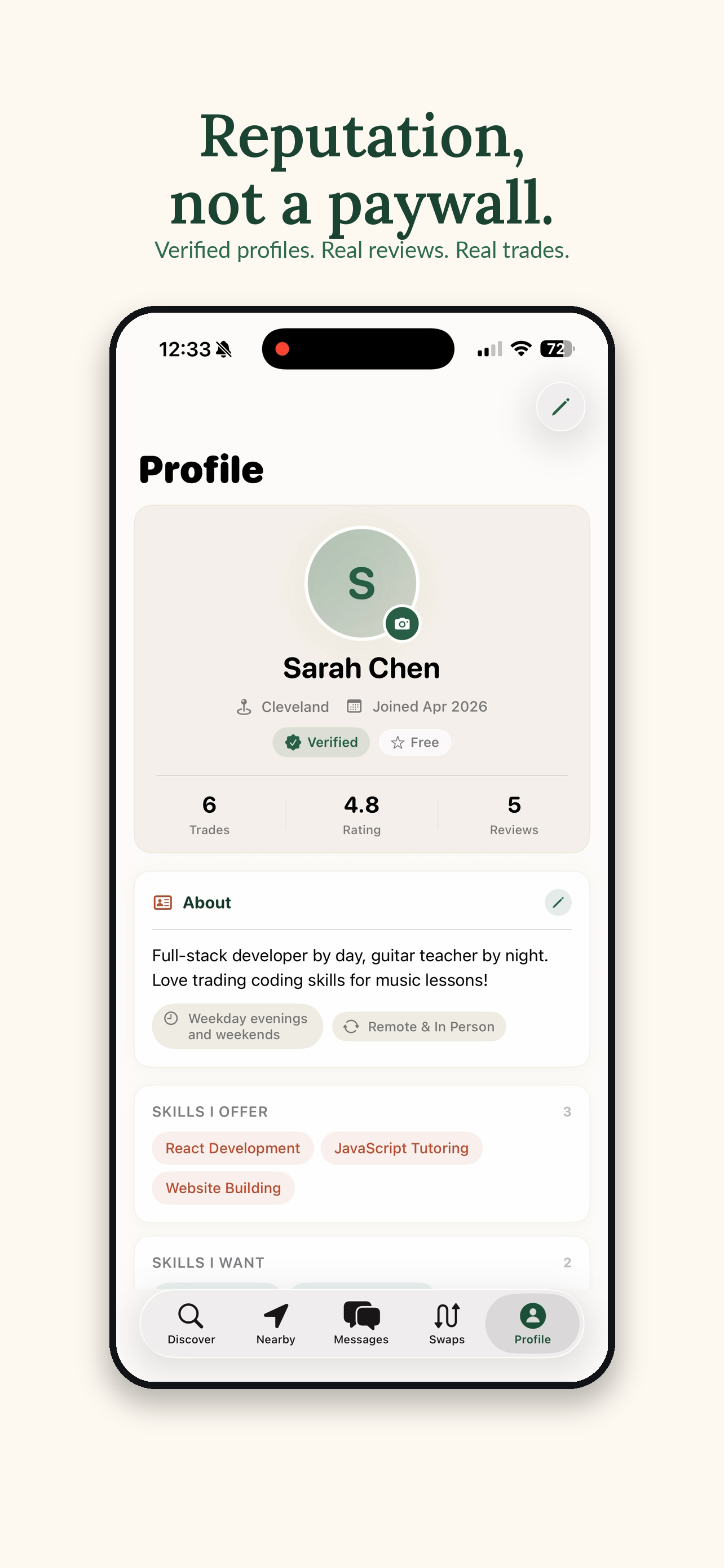 Swappr — Profile